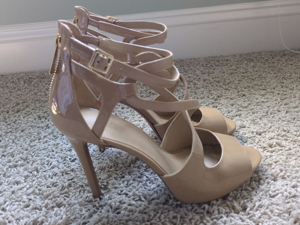 Michael Kors Catia Patent Leather Strappy Open Toe Stiletto Heels Size 9M